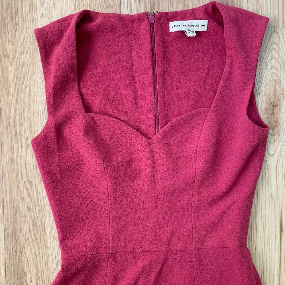 Dress the Population Elle Dress Pink Hibiscus Sweetheart Sheath - Picture 2 of 12